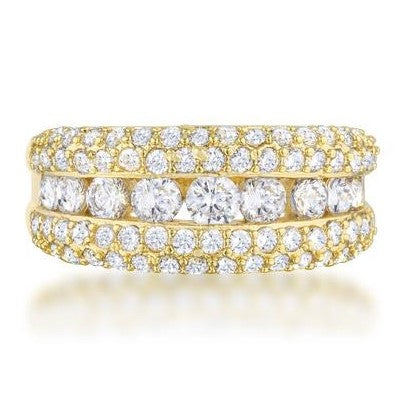 Luna CZ Gold Classic Band Ring | 1.1ct