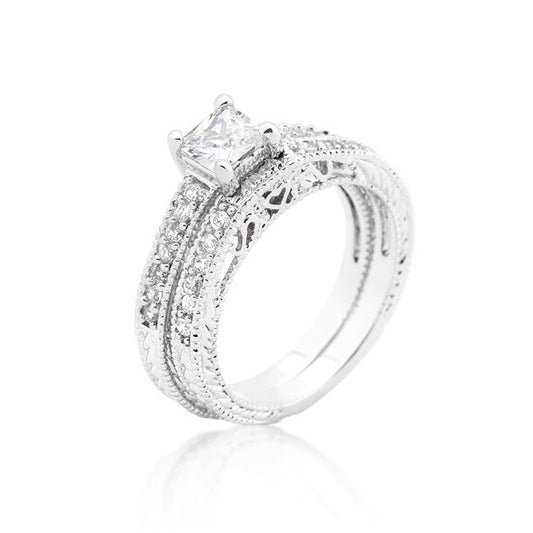 Lupe 5mm Princess Filigree Bridal Ring Set | 0.5ct |