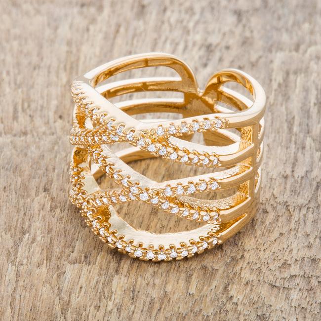 Mandy CZ Criss Cross Wide Band Ring