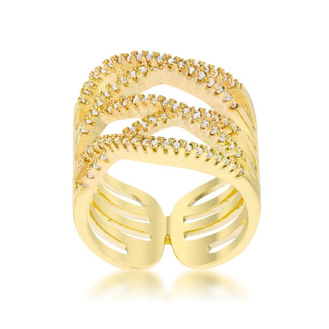 Mandy CZ Criss Cross Wide Band Ring