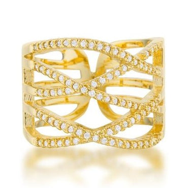 Mandy CZ Criss Cross Wide Band Ring