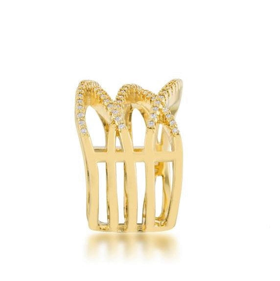 Mandy CZ Criss Cross Wide Band Ring