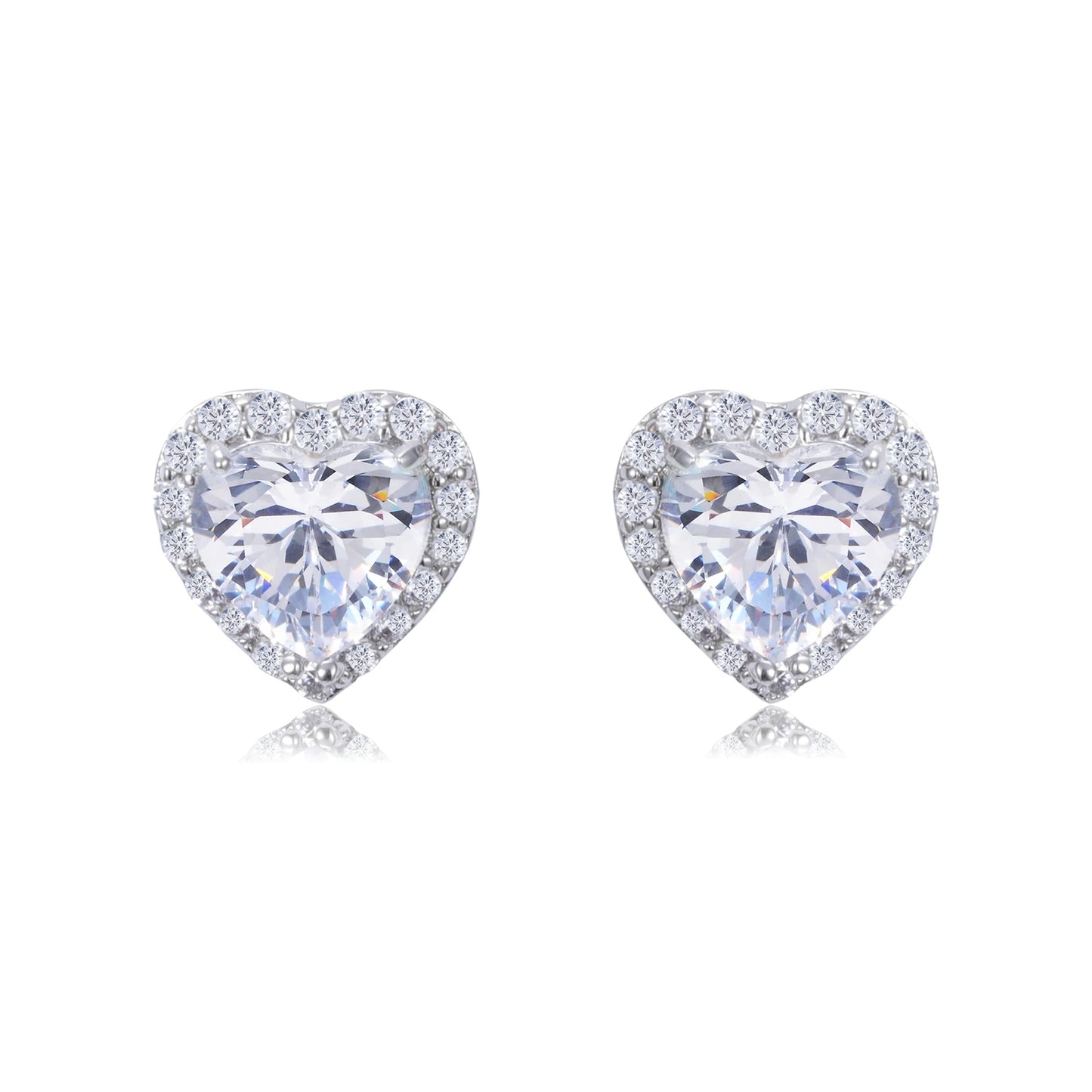 Maria 6.3mm Heart Halo Stud Earrings | 1.2ct