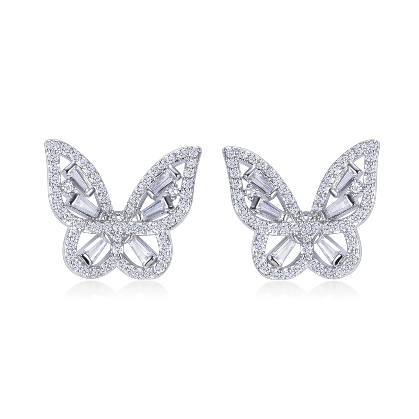 Mariposa Baguette CZ Butterfly Stud Earrings