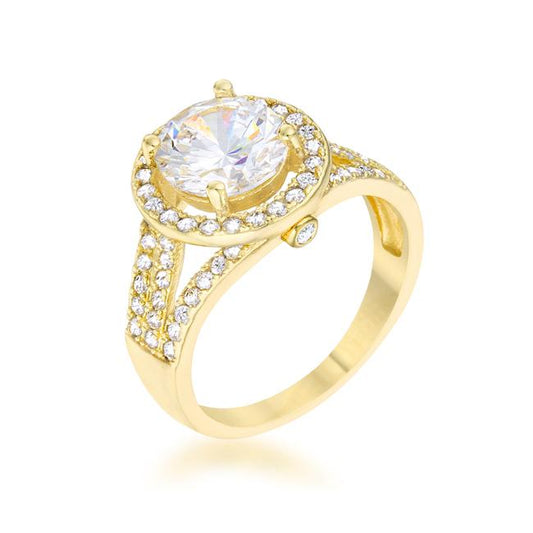Marylin 8mm Round Halo Gold Engagement Ring | 2ct
