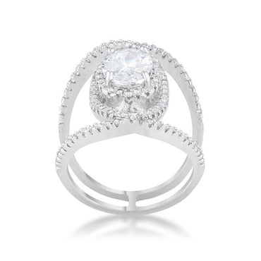 Maura 9x7mm Oval CZ Contemporary Ring | 2ct | 3ct