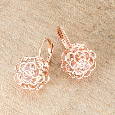 Maya CZ Rose Drop Rose Gold Earrings