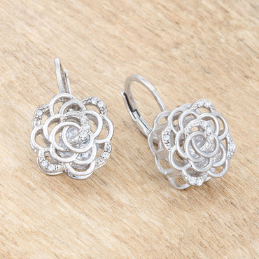 Maya CZ Rose Drop Silver Earrings