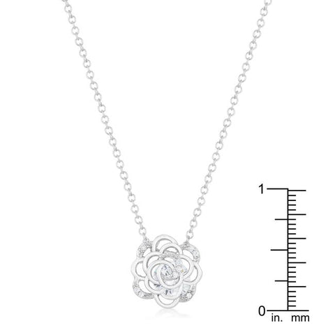 Maya Rose Drop CZ Silvertone Necklace - Beloved Sparkles