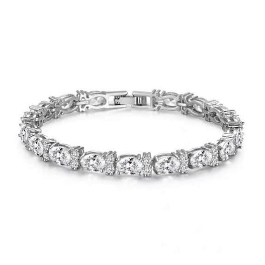Melanie 7x5mm Oval CZ Silver Tennis Bracelet | 7in