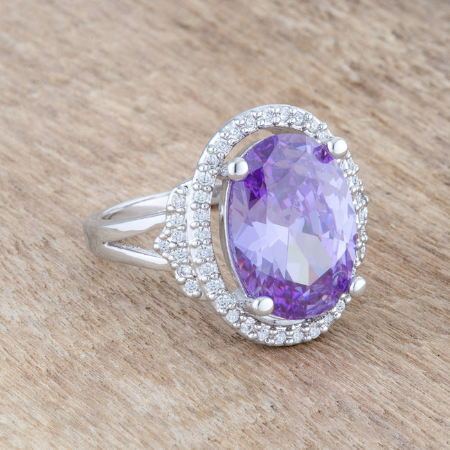 Melanie Amethyst Oval CZ Cocktail Ring | 6ct