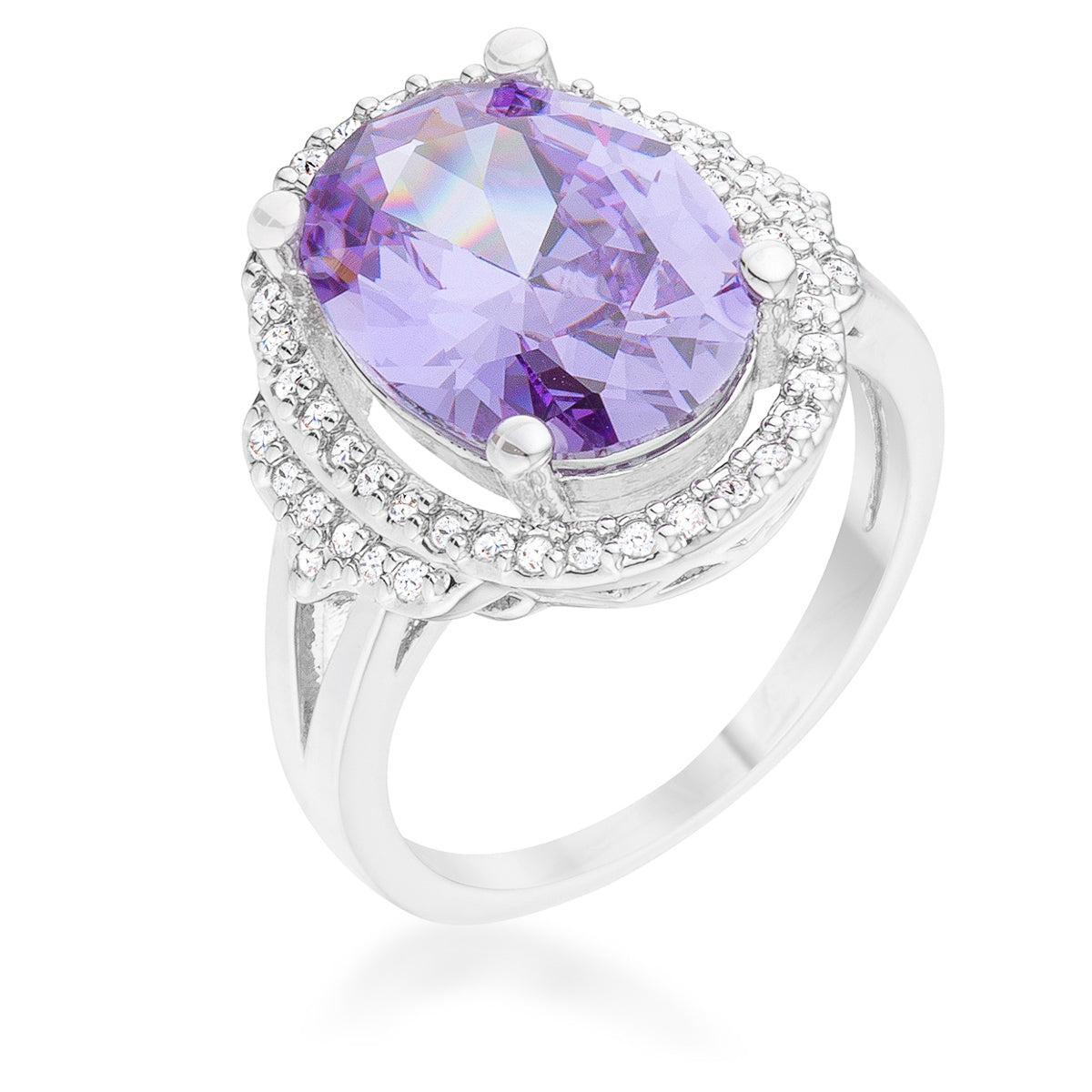 Melanie Amethyst Oval CZ Cocktail Ring | 6ct