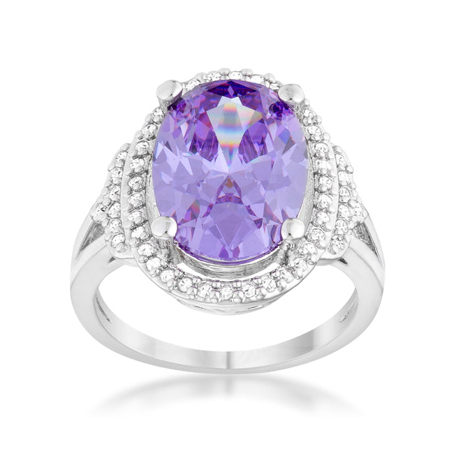 Melanie Amethyst Oval CZ Cocktail Ring | 6ct