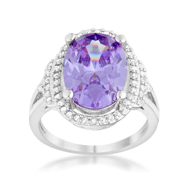 Melanie Amethyst Oval CZ Cocktail Ring | 6ct