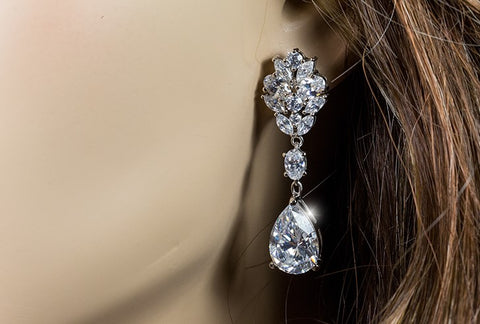 Melita Pear Cluster Dangle Earrings | 44mm