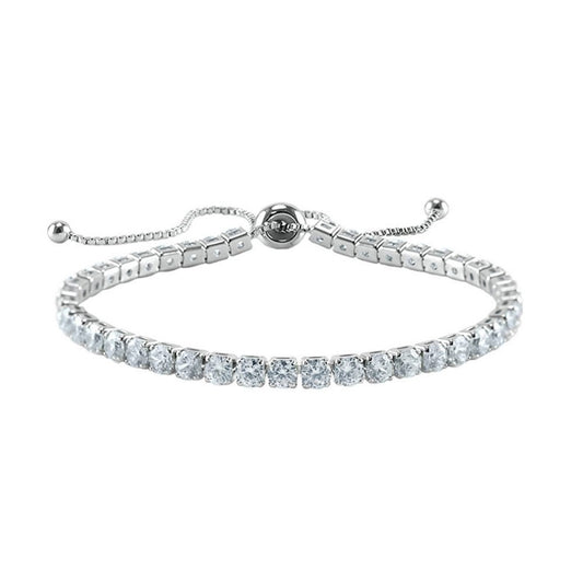 Beth 4mm Round CZ Silver Tennis Slider Bracelet | 10ct