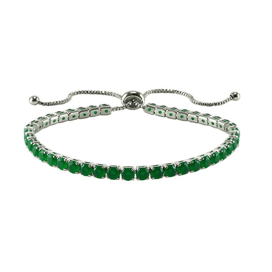 Merribeth Emerald Tennis Silver Bracelet - Beloved Sparkles