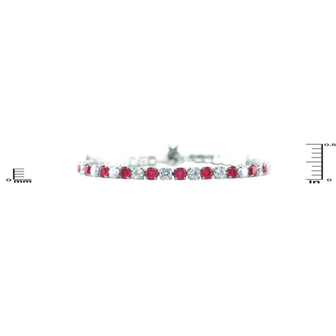 Merribeth Ruby and Clear CZ Tennis Silver Bracelet - Beloved Sparkles
