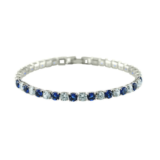 Micole 4mm Sapphire Clear Round CZ Tennis Bracelet – 7in