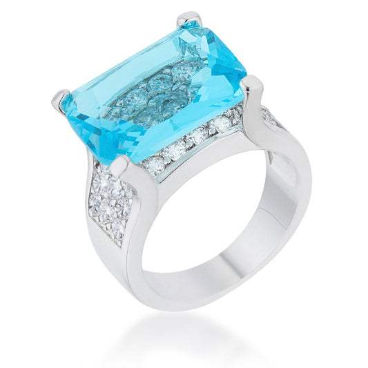 Mina 12x16mm Aqua Blue Statement Cocktail Ring | 14ct