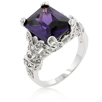 Mina Vintage 12x10mm Amethyst Radiant CZ Ring | 6.8ct