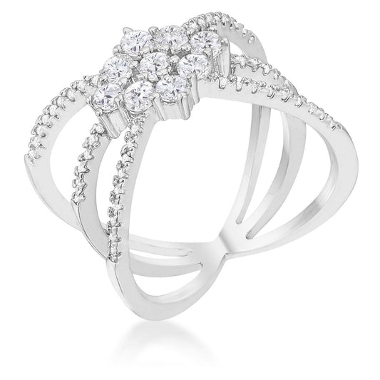 Mindy Delicate CZ Triple Wrap Silver Ring