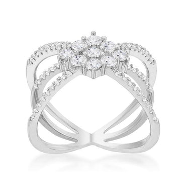 Mindy Delicate CZ Triple Wrap Silver Ring