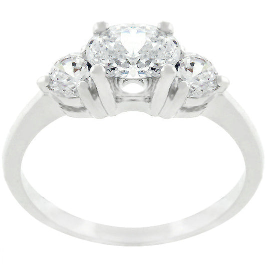Miranna Three Stone Oval CZ Engagement Ring | 1.5ct
