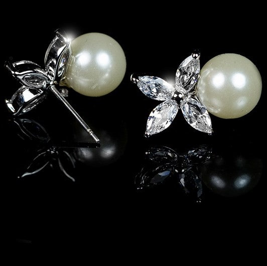 Misty 9mm White Pearl Stud Earrings