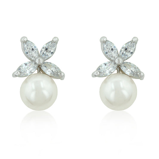 Misty 9mm White Pearl Stud Earrings