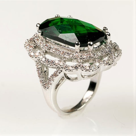 Nahida Faceted Emerald Cocktail Ring | 26ct