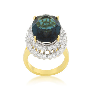 Naola 18x12mm Teal Two Tone Cocktail Ring | 15ct
