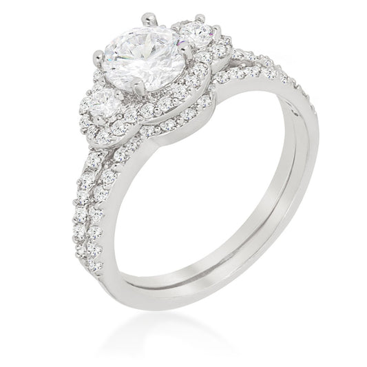 Narah 6mm Round Three Stone Engagement Ring Set | 1ct | 2.5ct