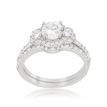 Narah 6mm Round Three Stone Engagement Ring Set | 1ct | 2.5ct