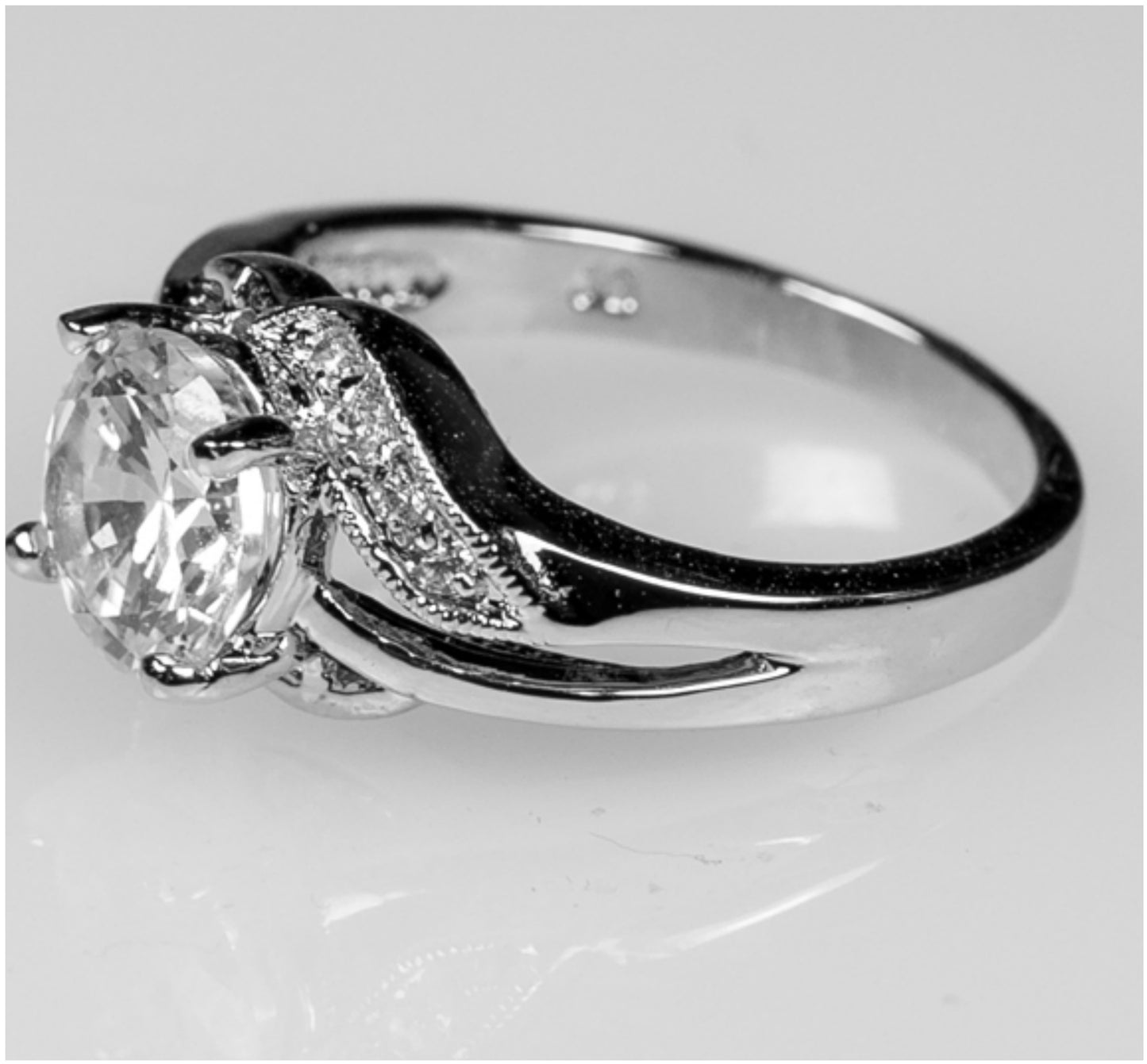 Natka 7.5mm Round CZ Elegant Engagement Ring | 1.7ct
