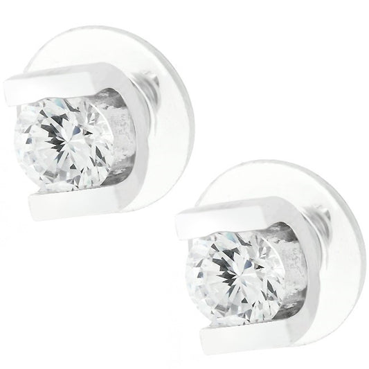 Neci 6mm Round CZ Bar Set Stud Earrings | 0.85ct