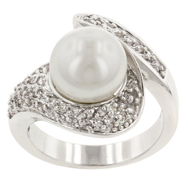 Neila 10mm White Pearl Swirl CZ Ring