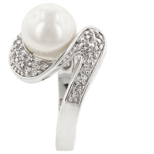 Neila 10mm White Pearl Swirl CZ Ring