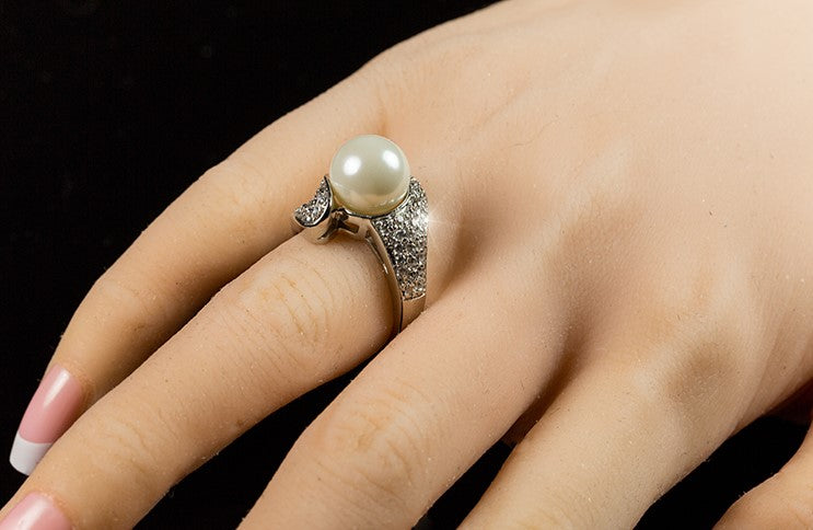 Neila 10mm White Pearl Swirl CZ Ring