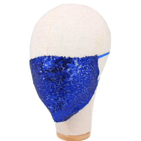 Niki Blue Sequin Embellished Fashion Mask