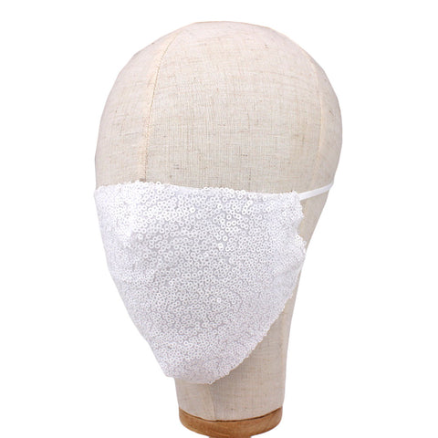 Niki White Sequin Embellished Fashion Mask