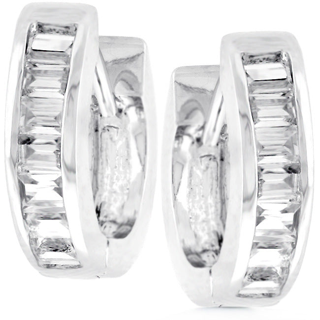 Nikki Emerald Baguette Huggie Earrings