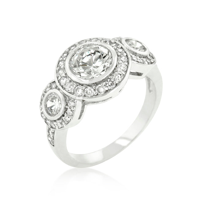 Nikki 7mm Round Tri-Stone CZ Engagement Ring | 1.5ct | 7ct