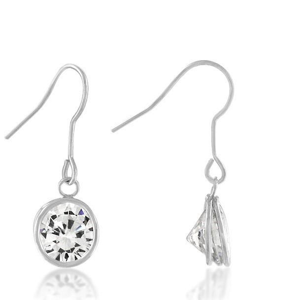 Noga 9mm CZ Solitaire Bezel Drop Earrings | 3ct