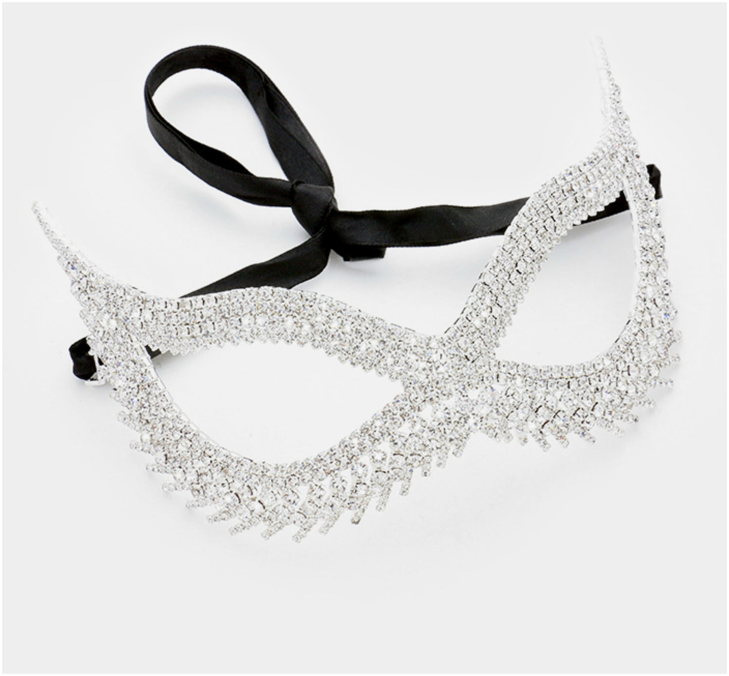 Noga Cluster Cat Eye Masquerade Mask | Silver | Crystal - Beloved Sparkles
 - 1