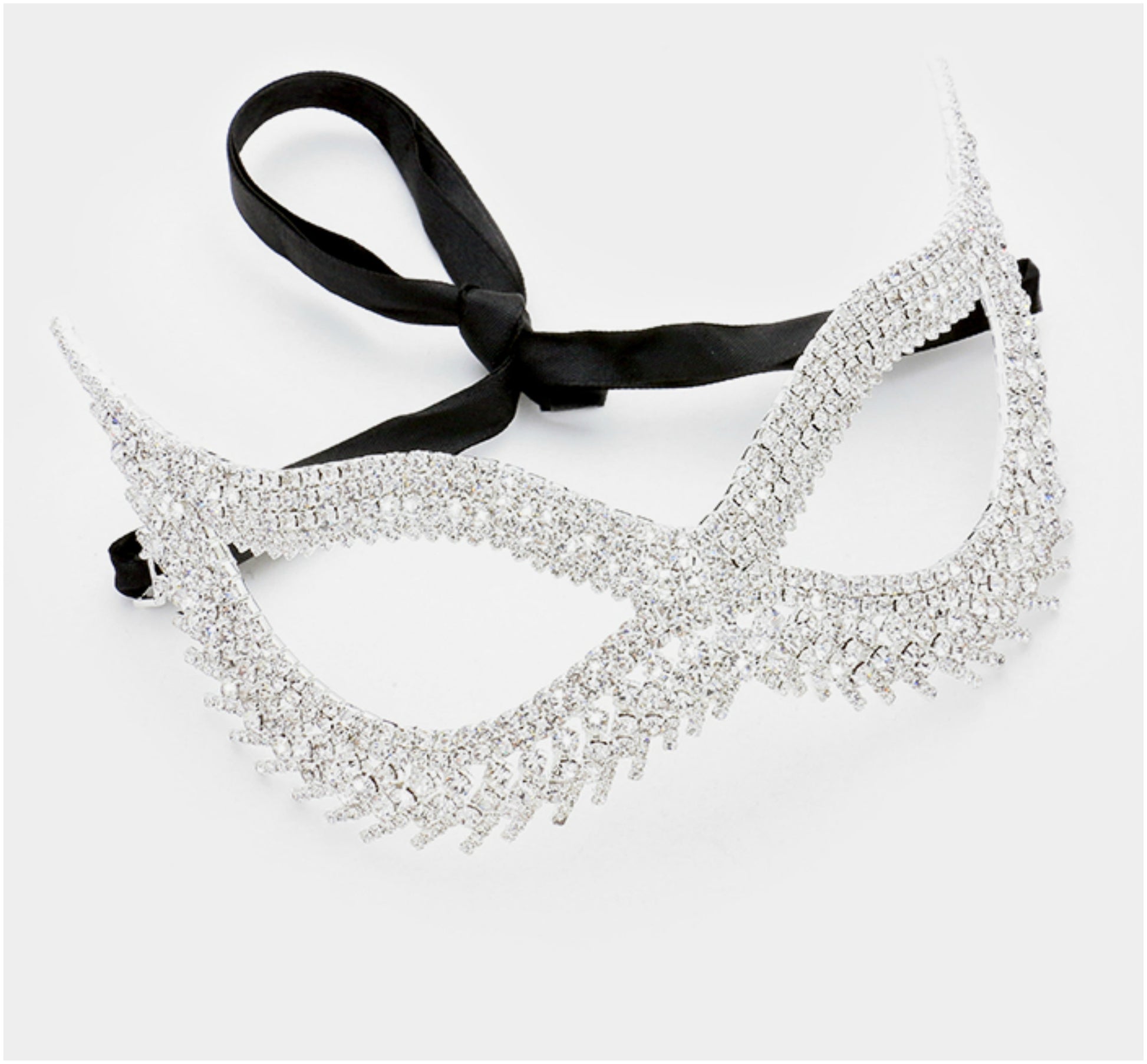 Noga Cluster Cat Eye Masquerade Mask | Silver | Crystal - Beloved Sparkles
 - 1