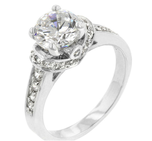 Noula 8mm Round CZ Engagement Ring | 2ct