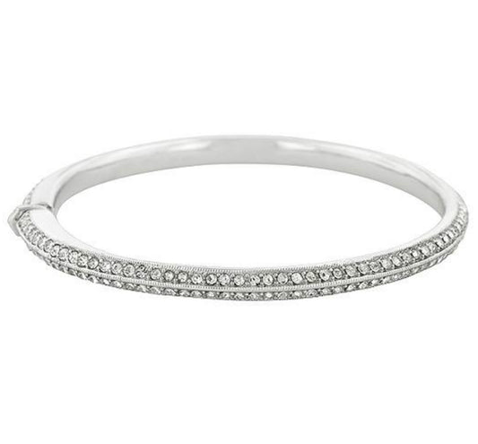 Nova Two Rows CZ Silver Bangle Bracelet
