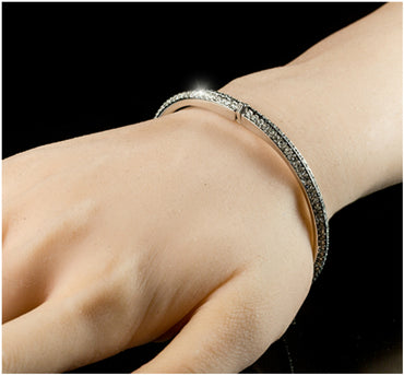 Nova Two Rows CZ Silver Bangle Bracelet