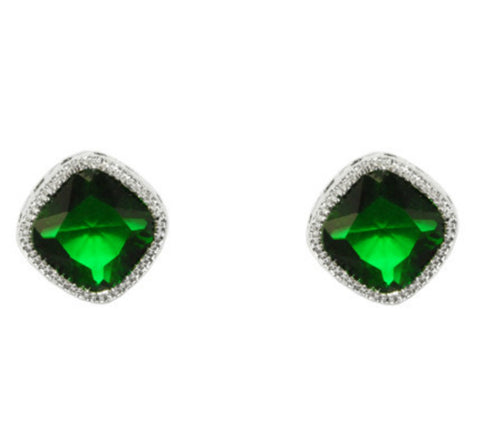 Oleg Emerald Diamond Shape Earrings